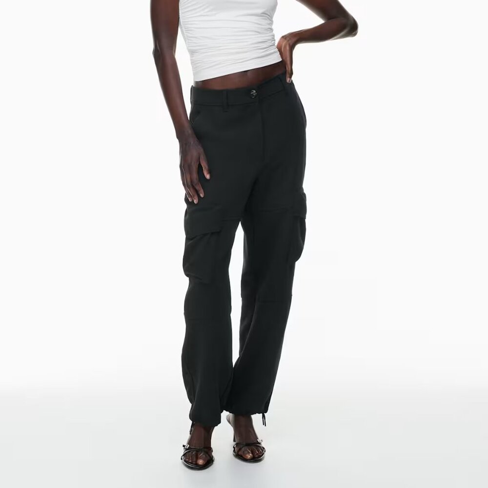 Aritzia Wilfred New Project Cargo Pant Tapered Adjustable Hem Black Size 6